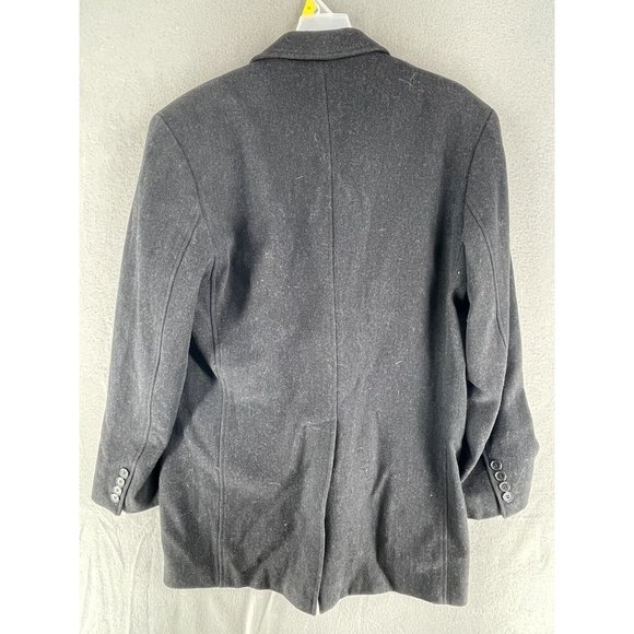 Murano Collezione Short Trench Over Coat Mens Medium Wool Single Breast Black - Picture 10 of 12